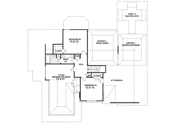 Traditional Floor Plan - Upper Floor Plan #81-376