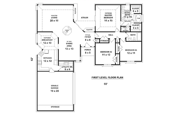 Floor Plan - Main Floor for European House Plan #81-13808 - 3 bed, 2 bath