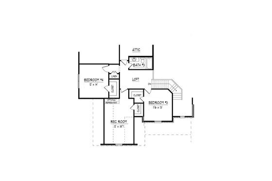 Floor Plan - Upper Floor for Traditional House Plan #424-426 - 4 bed, 3 bath