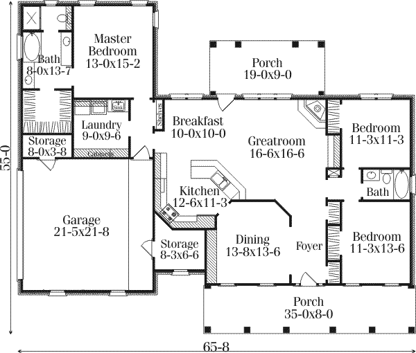Architectural House Design - Traditional Floor Plan - Main Floor Plan #406-286