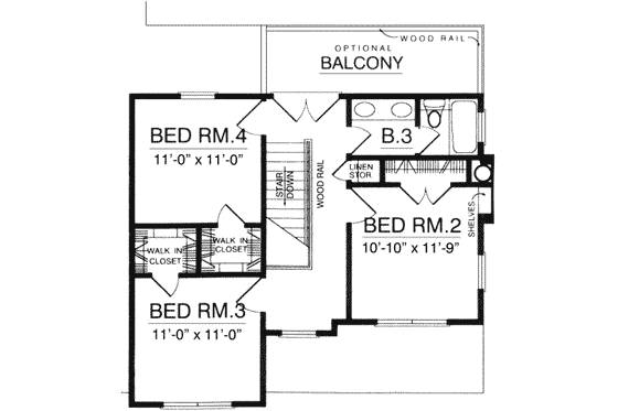 Floor Plan - Upper Floor for Traditional House Plan #40-172 - 4 bed, 2.5 bath