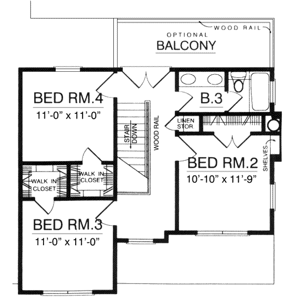 Traditional Floor Plan - Upper Floor Plan #40-172