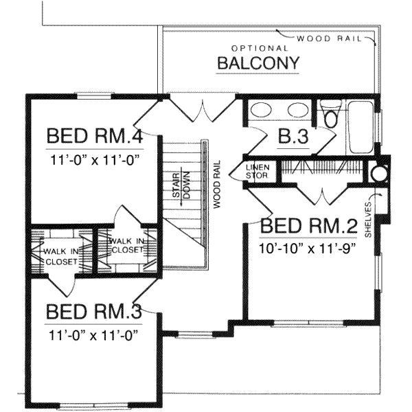Home Plan - Traditional Floor Plan - Upper Floor Plan #40-172