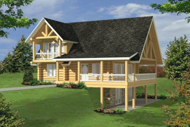 Log Style House Plan - 3 Beds 3 Baths 2750 Sq/Ft Plan #117-556