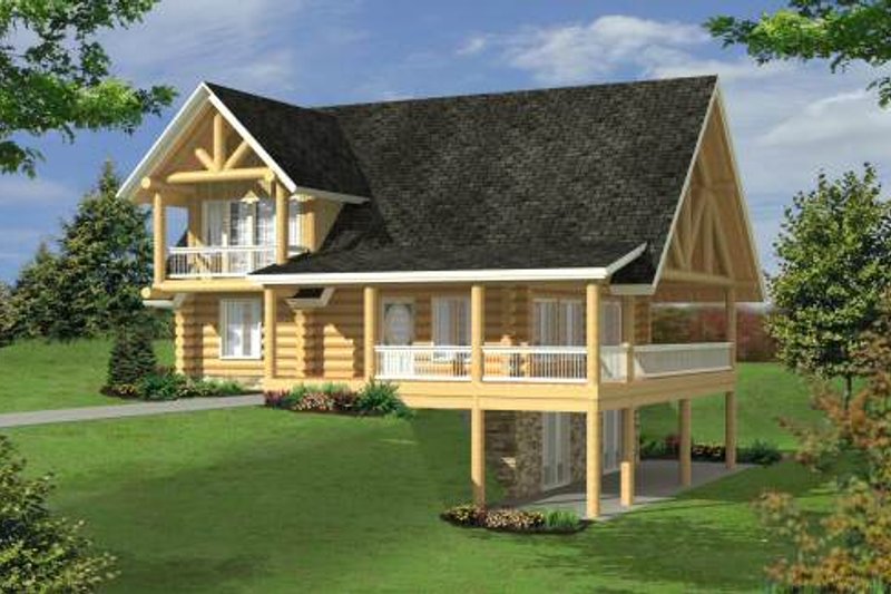 Dream House Plan - Log Exterior - Front Elevation Plan #117-556
