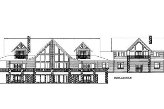 Exterior - Rear Elevation for Ranch House Plan #117-632 - 4 bed, 5.5 bath