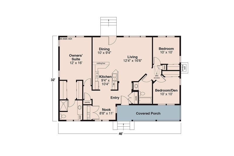 House Plan Design - Floor Plan - Main Floor for Farmhouse House Plan #124-300 - 3 bed, 2 bath