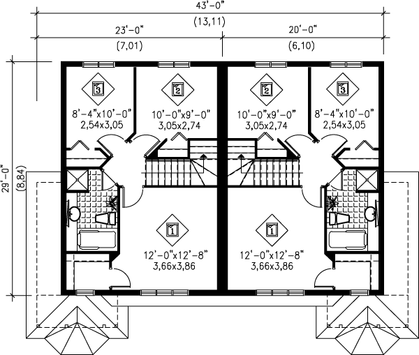 European Floor Plan - Upper Floor Plan #25-357