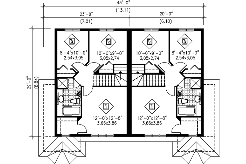Dream House Plan - Floor Plan - Upper Floor for European House Plan #25-357 - 3 bed, 1.5 bath