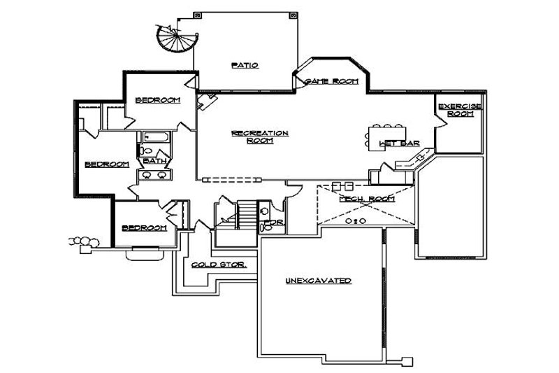Dream House Plan - Floor Plan - Lower Floor for European House Plan #5-295 - 6 bed, 4 bath