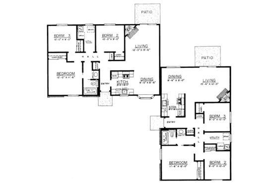 Floor Plan - Main Floor for Ranch House Plan #303-191 - 3 bed, 1 bath