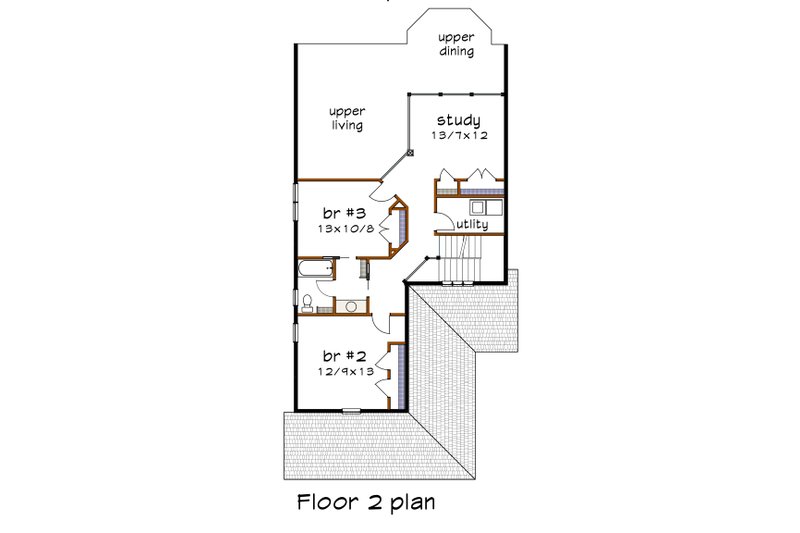 Home Plan - Floor Plan - Upper Floor for Farmhouse House Plan #79-360 - 3 bed, 2.5 bath