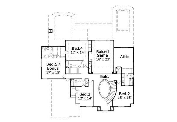 Colonial Floor Plan - Upper Floor Plan #411-491