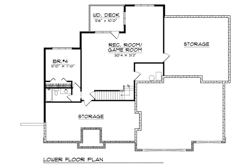 House Plan Design - Floor Plan - Lower Floor for Traditional House Plan #70-339 - 3 bed, 2 bath