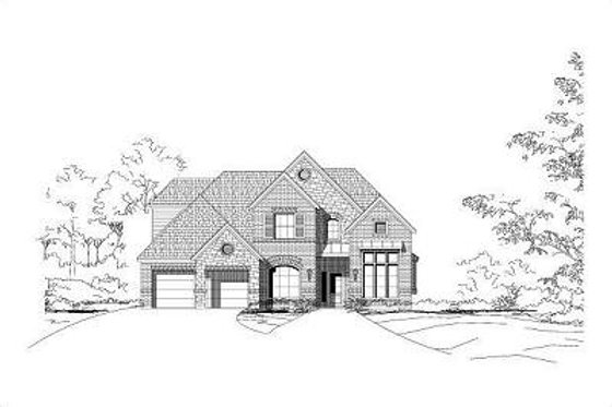 Exterior - Front Elevation for European House Plan #411-367 - 4 bed, 2.5 bath