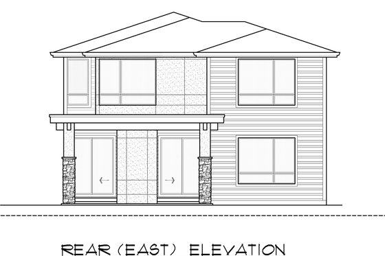 Exterior - Rear Elevation 2 for Contemporary House Plan #1066-50 - 4 bed, 3.5 bath