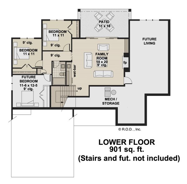 Farmhouse Floor Plan - Lower Floor Plan #51-1248