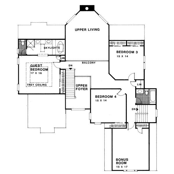 European Floor Plan - Upper Floor Plan #56-227