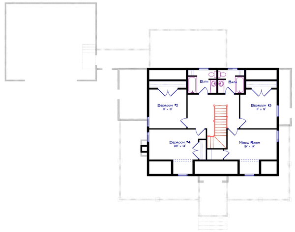 House Plan Design - Floor Plan - Upper Floor for Farmhouse House Plan #1115-16 - 4 bed, 3.5 bath