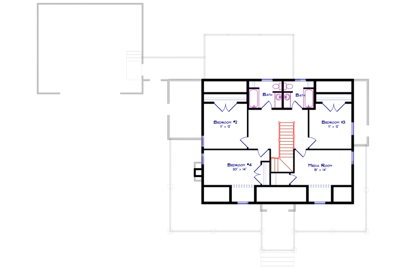 House Blueprint - Floor Plan - Upper Floor for Farmhouse House Plan #1115-16 - 4 bed, 3.5 bath
