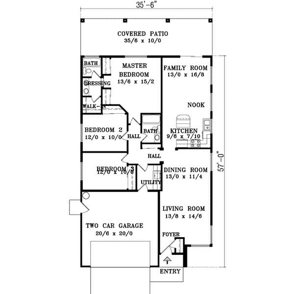 Ranch Floor Plan - Main Floor Plan #1-1003