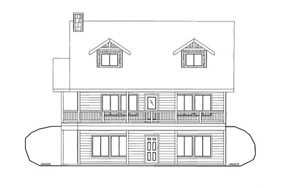 Exterior - Front Elevation 3 for Cabin House Plan #117-644 - 3 bed, 2.5 bath