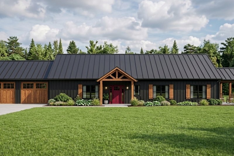 House Blueprint - Exterior - Front Elevation 2 for Barndominium House Plan #1064-423 - 3 bed, 3.5 bath