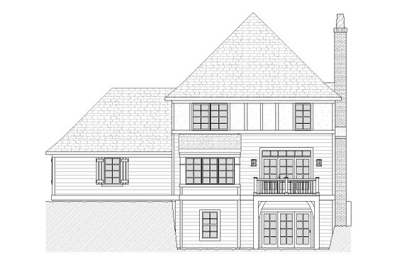 Exterior - Rear Elevation for Tudor House Plan #901-80 - 3 bed, 2.5 bath