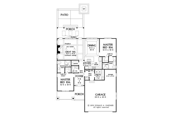 Floor Plan - Main Floor for Cottage House Plan #929-1092 - 2 bed, 2.5 bath