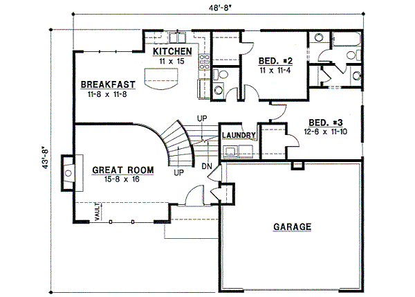 Traditional Floor Plan - Main Floor Plan #67-657