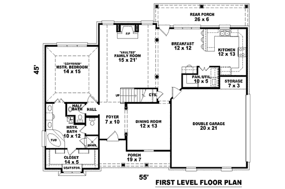 Floor Plan - Main Floor for Traditional House Plan #81-758 - 3 bed, 2.5 bath
