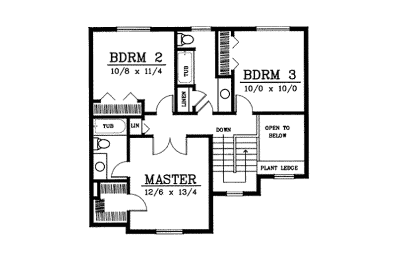 Home Plan - Floor Plan - Upper Floor for Traditional House Plan #94-217 - 3 bed, 2.5 bath