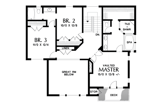 Floor Plan - Upper Floor for Craftsman House Plan #48-697 - 4 bed, 3.5 bath