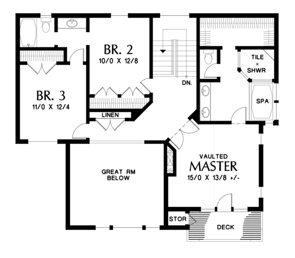 Craftsman Floor Plan - Upper Floor Plan #48-697