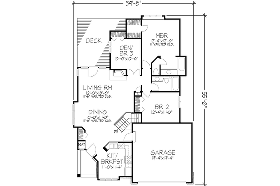 Floor Plan - Main Floor for Traditional House Plan #320-481 - 2 bed, 2 bath