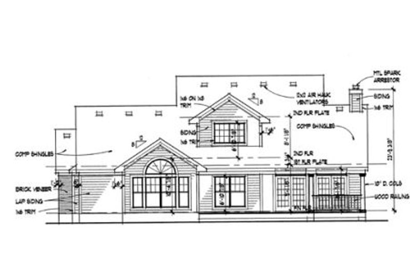 Home Plan - Exterior - Rear Elevation for Southern House Plan #120-138 - 3 bed, 3 bath