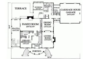 Floor Plan - Main Floor for Classical House Plan #137-222 - 3 bed, 3 bath