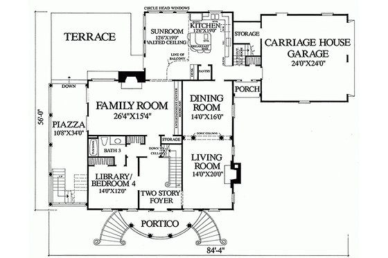 Floor Plan - Main Floor for Classical House Plan #137-222 - 3 bed, 3 bath
