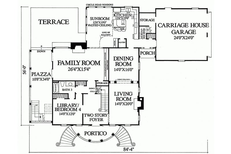 Home Plan - Floor Plan - Main Floor for Classical House Plan #137-222 - 3 bed, 3 bath