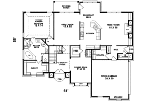Floor Plan - Main Floor for European House Plan #81-563 - 4 bed, 3.5 bath