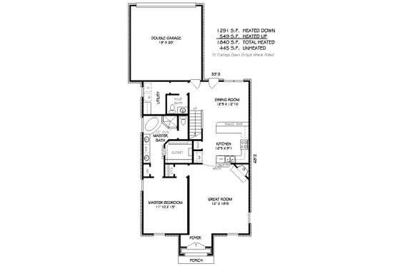 Floor Plan - Main Floor for European House Plan #424-71 - 3 bed, 2.5 bath