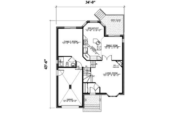 Floor Plan - Main Floor for European House Plan #138-265 - 3 bed, 2.5 bath
