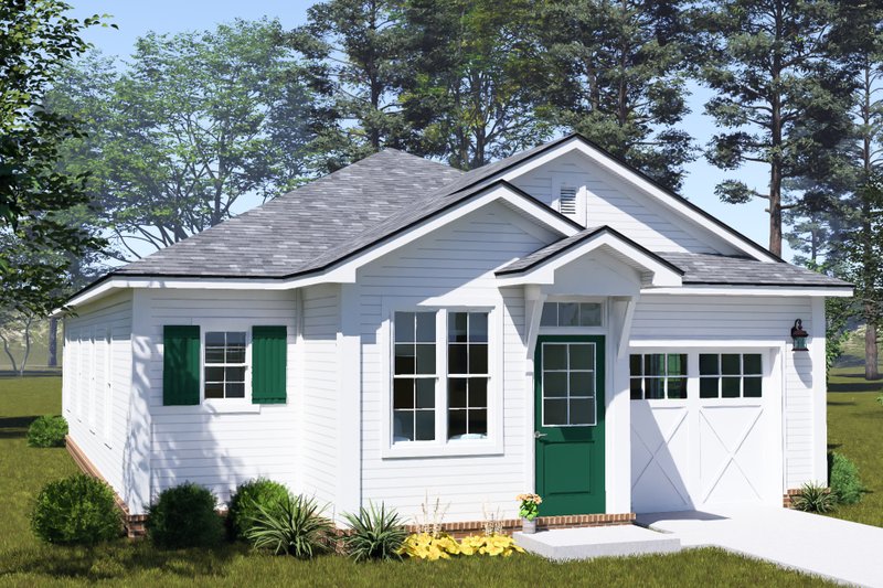 House Blueprint - Exterior - Front Elevation 2 for Cottage House Plan #513-2447 - 3 bed, 2 bath