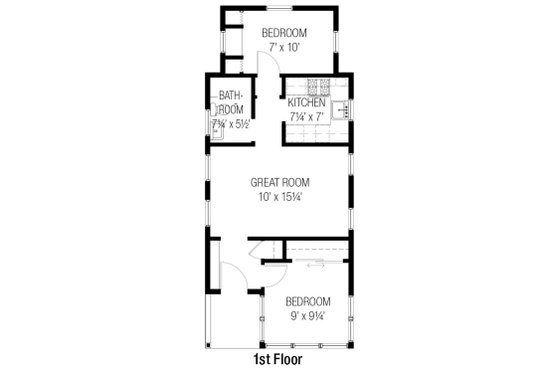 Floor Plan - Main Floor for Cottage House Plan #915-16 - 2 bed, 1 bath