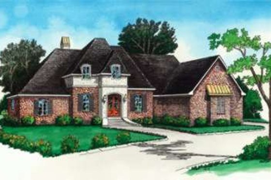 Exterior - Front Elevation for European House Plan #16-310 - 3 bed, 2.5 bath