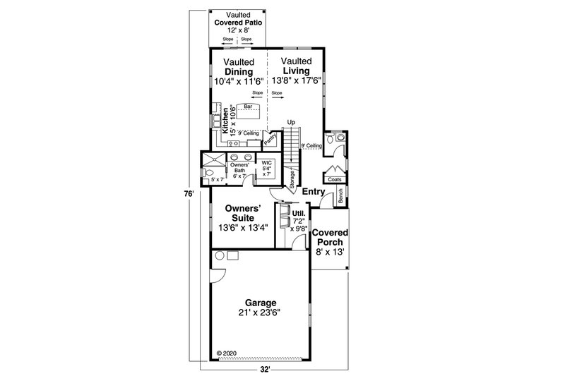 Architectural House Design - Floor Plan - Main Floor for Craftsman House Plan #124-1213 - 3 bed, 2.5 bath