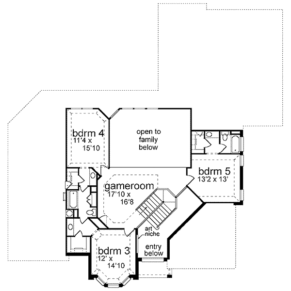 House Plan Design - European Floor Plan - Upper Floor Plan #84-240