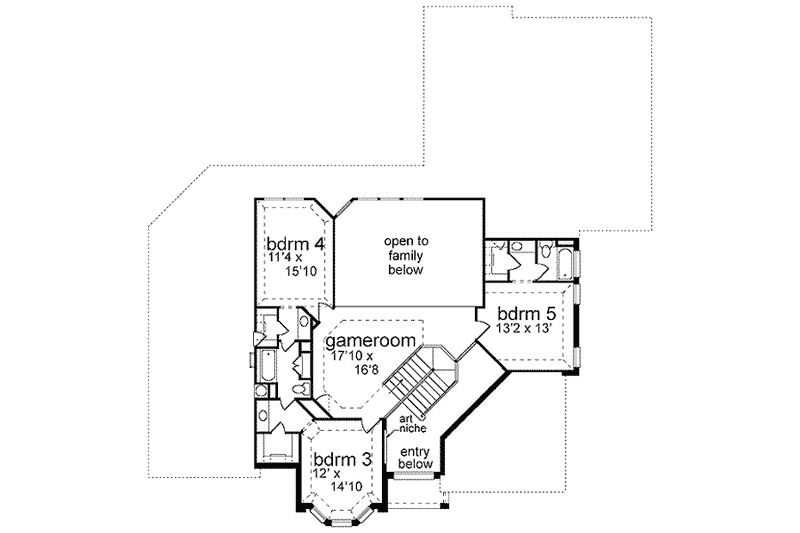 Home Plan - Floor Plan - Upper Floor for European House Plan #84-240 - 5 bed, 4 bath