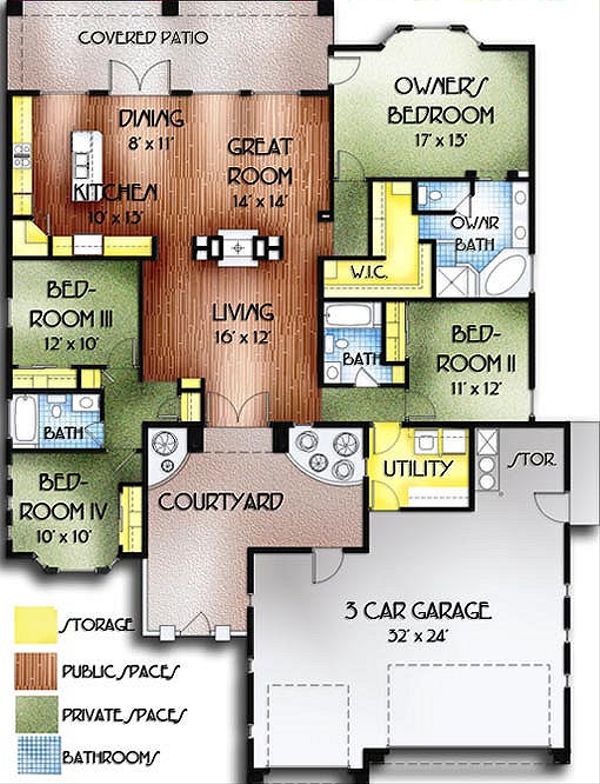 Mediterranean Floor Plan - Main Floor Plan #24-235