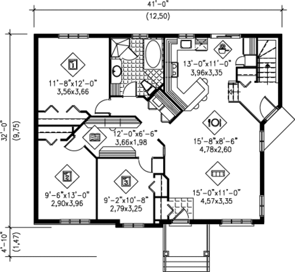 Traditional Floor Plan - Main Floor Plan #25-1021